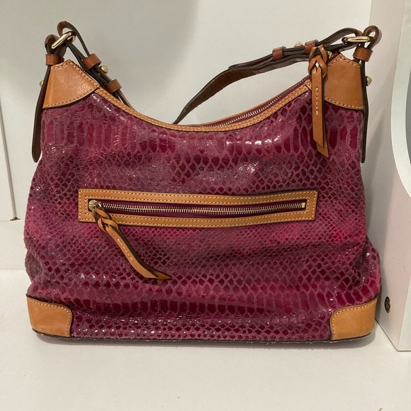 Dooney & Bourke Erica Hobo Rasberry Snakeskin Hobo Bag - Picture 5 of 14
